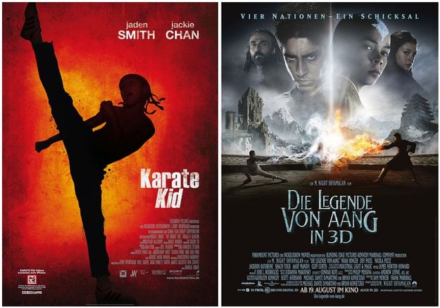 Filmplakat Karate Kid (Sony Pictures) und Filmplakat Die Legende von Ang (Paramount)