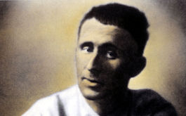 Kolorierte Porträtaufnahme von Bertolt Brecht, um 1930 (© picture-alliance / akg-images | akg-images)