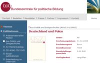 Aus Politik und Zeitgeschichte (APuZ 5-6/2005): Deutschland und Polen (Screenshot, Quelle: www.bpb.de)