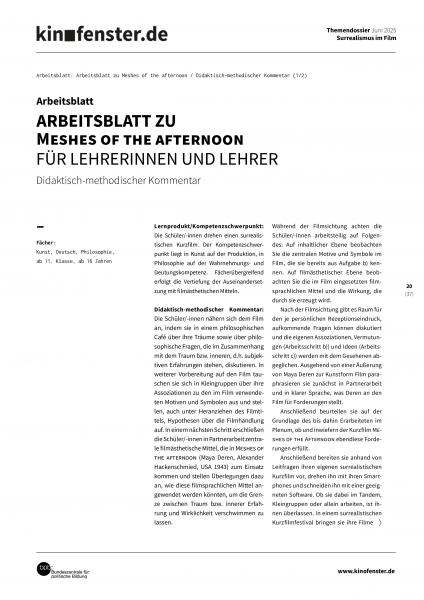 Vorschaubild für Meshes of the Afternoon – DK