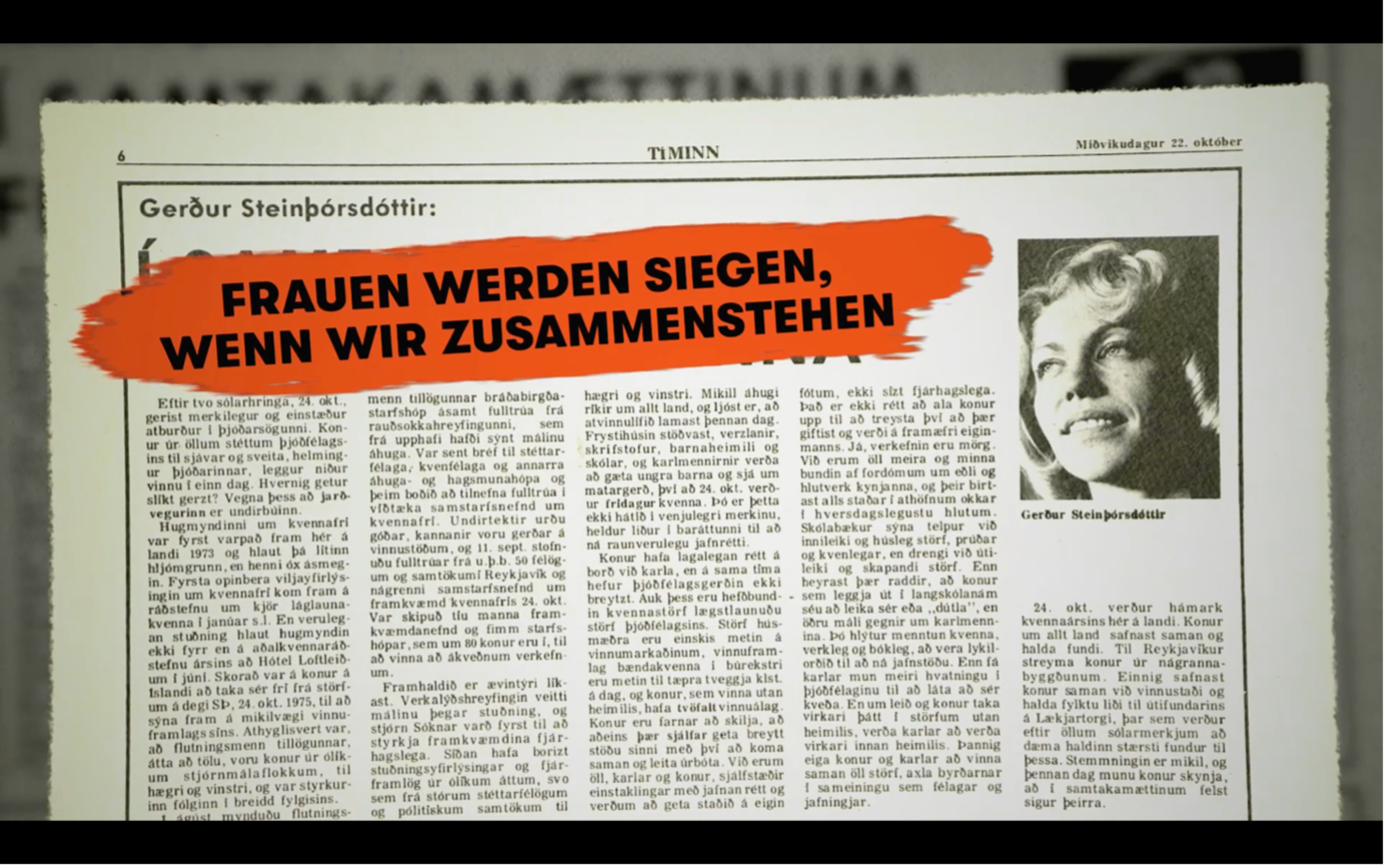 Screenshot aus “Ein Tag ohne Frauen” - Ein Insert aus einer Tageszeitung. 