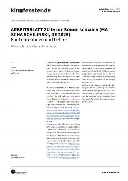 Vorschaubild für In_die_Sonne_Schauen_Didaktisch_methodischer_Kommentar